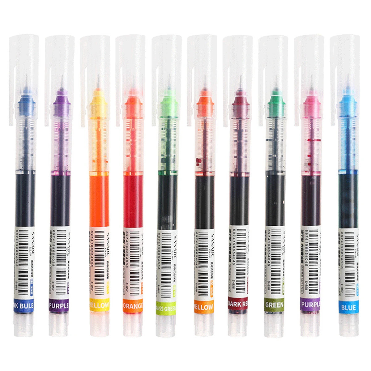 10 Pcs Large Capacity Quick Drying Needle Tip Colored Gel Pen 0.5mm