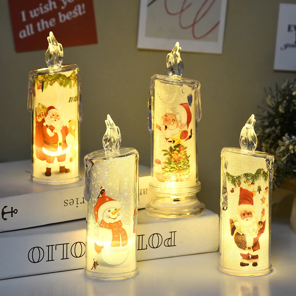 Electronic Candle Christmas Decoration Transparent Built-in Printed