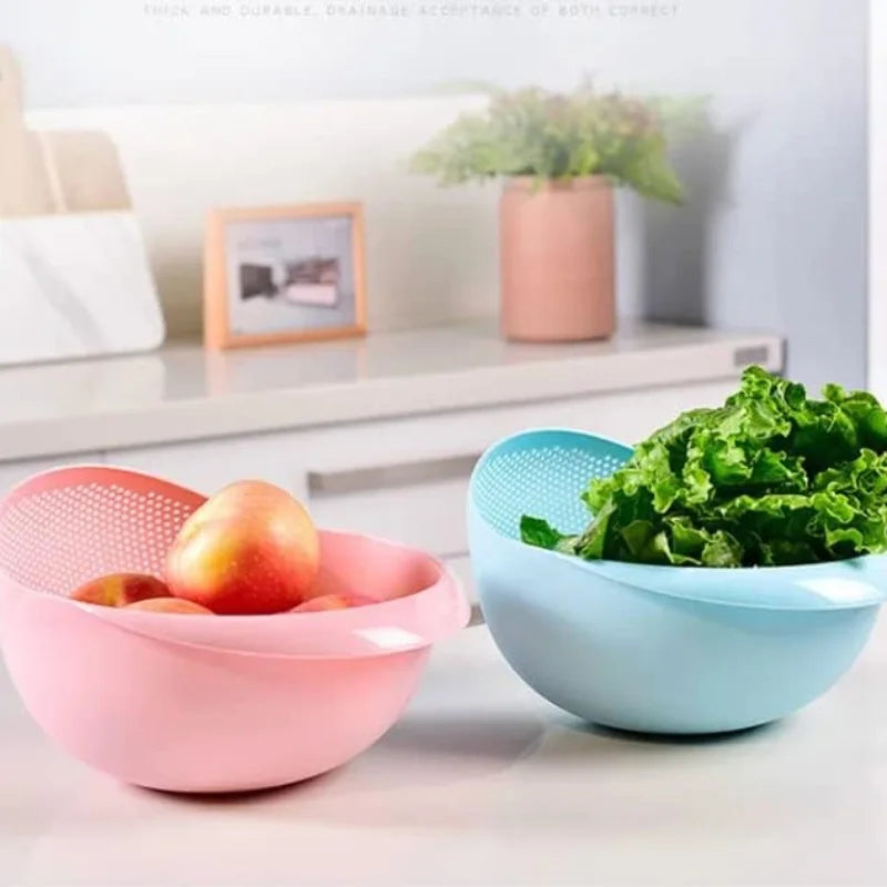1pcs MULTIFUNCTIONAL RICE WASHER AND STRAINER BOWL Food Grade Plastic