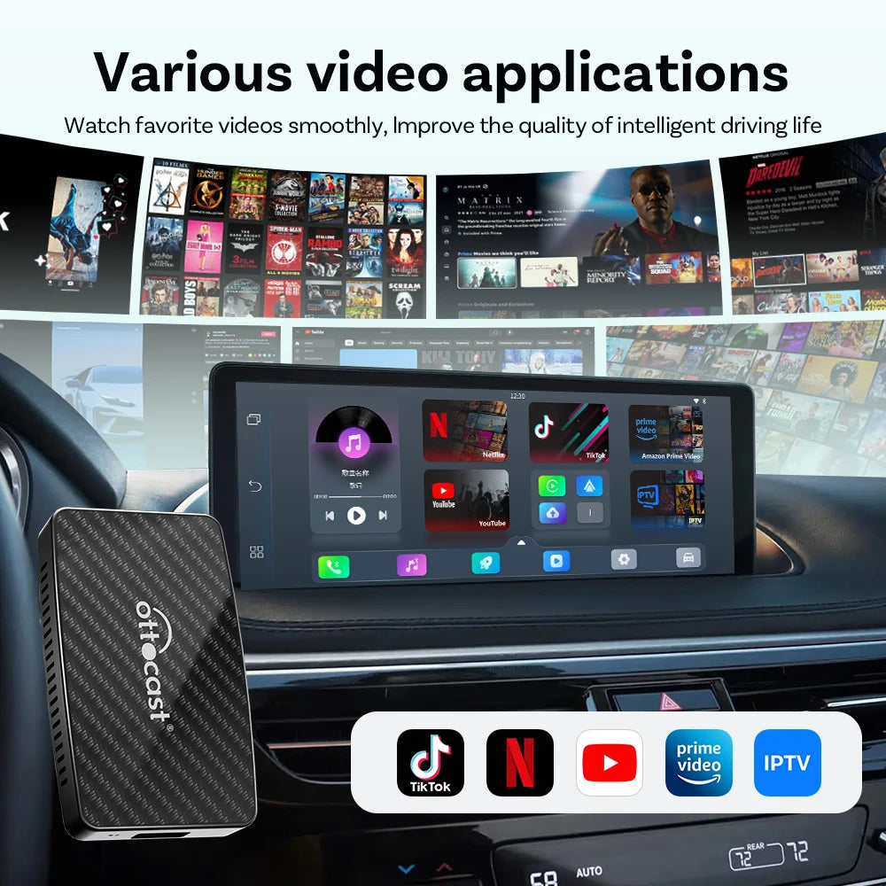 Ottocast Play2 Video Pro Ai Box Wireless CarPlay Android Auto Adapter