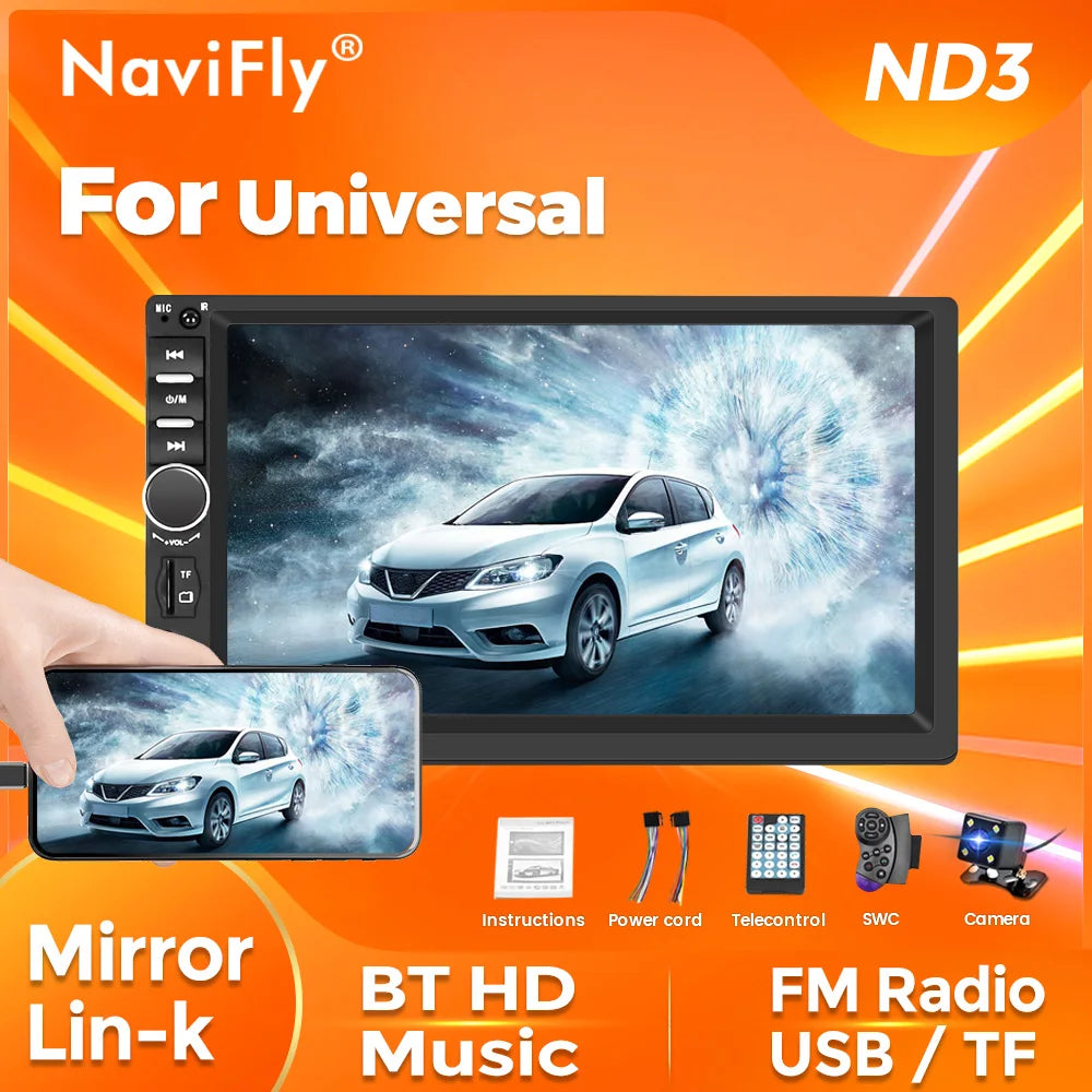 Navifly 1Din 2 Din 7 inch Universal Car Multimedia all-in-one Radio