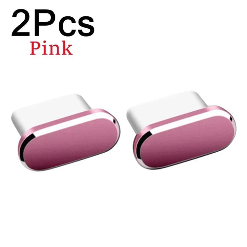 2Pcs 16PM Metal Dust Plug For iPhone 16 15 Pro Max Plus USB Type C