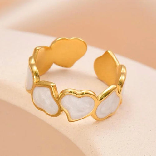 Letdiffery Retro Gold Color Double Oil Drip Open Rings Stainless Steel