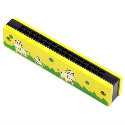 16-Hole Wooden Harmonica Cartoon Animals Painted Toy Musical