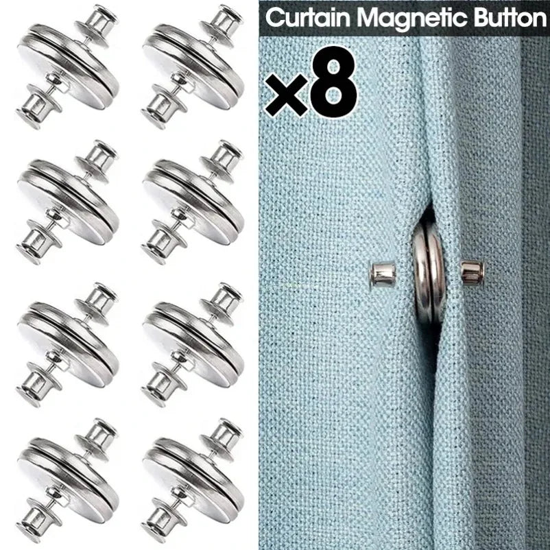 4/8Pairs Curtain Magnetic Button Detachable Curtain Fix Fastener Clip
