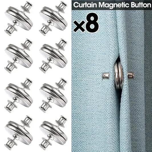 4/8Pairs Curtain Magnetic Button Detachable Curtain Fix Fastener Clip
