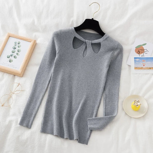 2024 Autumn Hollow Out Sexy Women Sweater Fashion Winter New Vintage