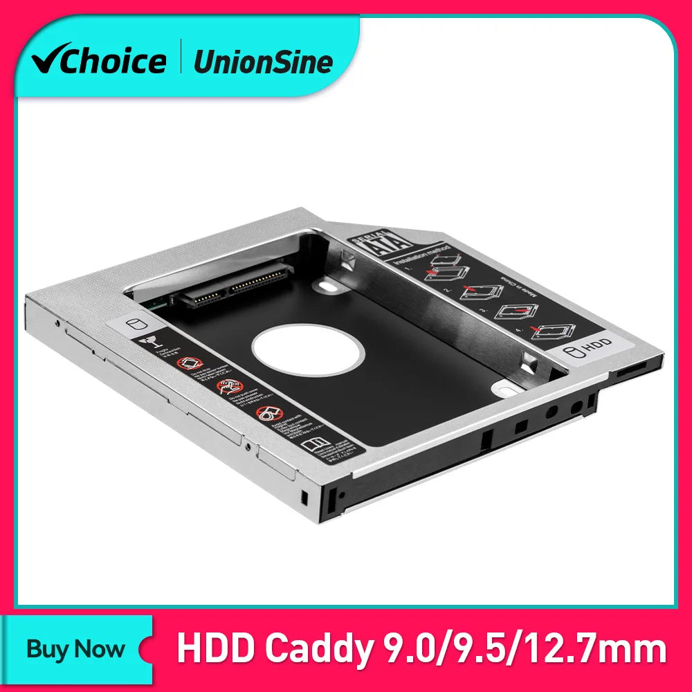 UnionSine 9.0 9.5 12.7mm HDD Caddy SATA 3.0 for 2.5'' SSD Case Hard