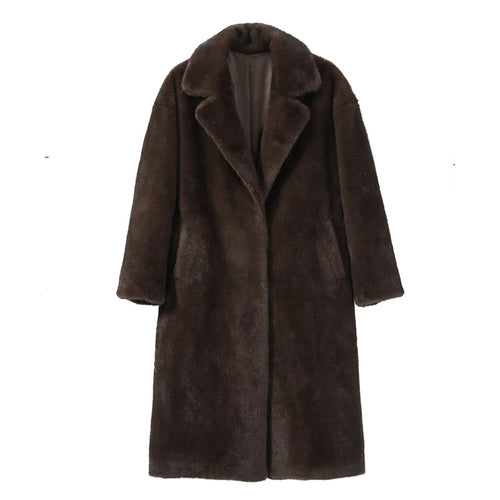 Neo Mint 2024 Winter Luxury Faux Mink Fur Coat Women Iconic Brand Long