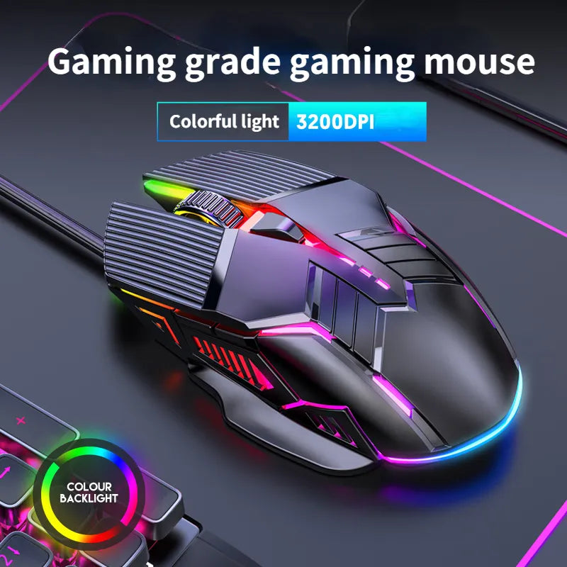3200DPI Ergonomic Wired Gaming Mouse USB Mouse Gaming RGB Mause Gamer