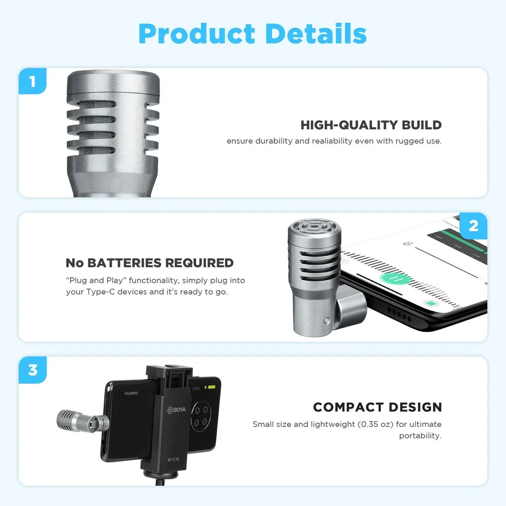 BOYA BY-P4U Omnidirectional Condenser Plug and Play Microphone Type-C