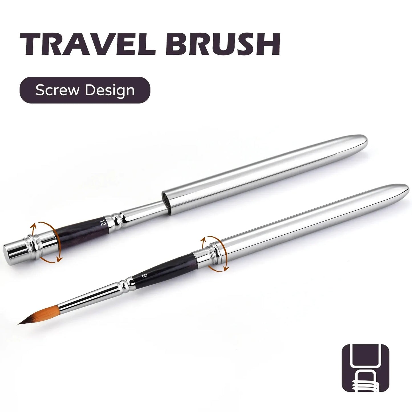 Travel Watercolor Brushes, Round Extra Long Synthetic Sable Pocket