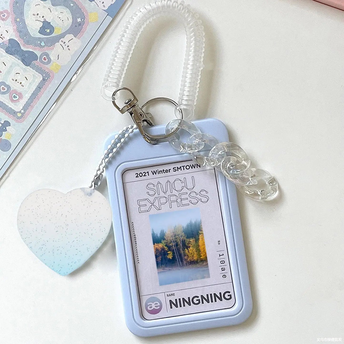 Blue Card Holder Kawaii Baby Blue Milk Photo Credit Card ID Bank Card