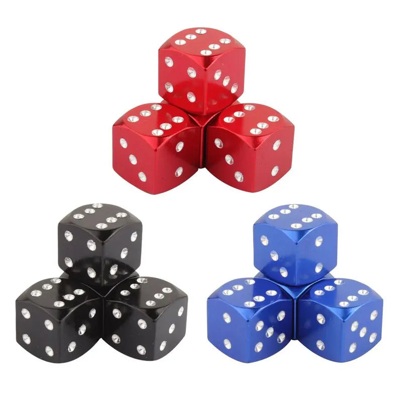 4Pcs/Lot Aluminum Alloy Car-styling AUTO Dice Dust Valve Caps Car