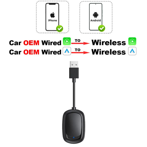 TIMEKNOW Wireless CarPlay Android Auto Adapter for iPhone USB Wireless