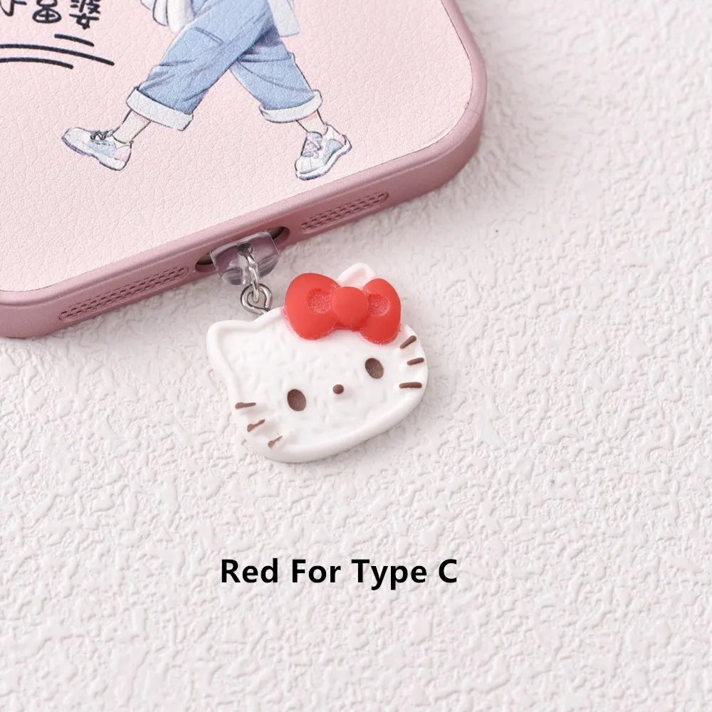 MINISO 3D Resin Hello Kitty Phone Dustproof Plug For iPhone Samsung