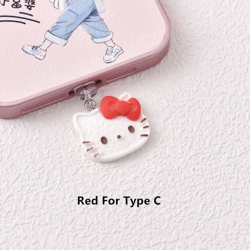 MINISO 3D Resin Hello Kitty Phone Dustproof Plug For iPhone Samsung