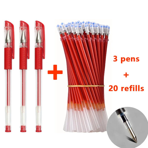Gel pens Set Black Blue Red Refill Gel Pen Bullet Tip 0.5mm School &