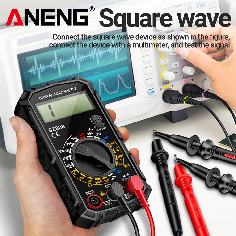 ANENG SZ308 Square Wave Digital Multimeter 1999 Counts HFE Triode