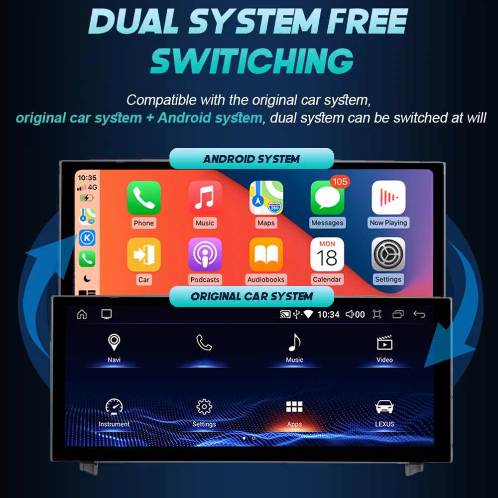 Nunoo Android 14 Wireless Carplay Auto Radio For Lexus IS RC 200 250