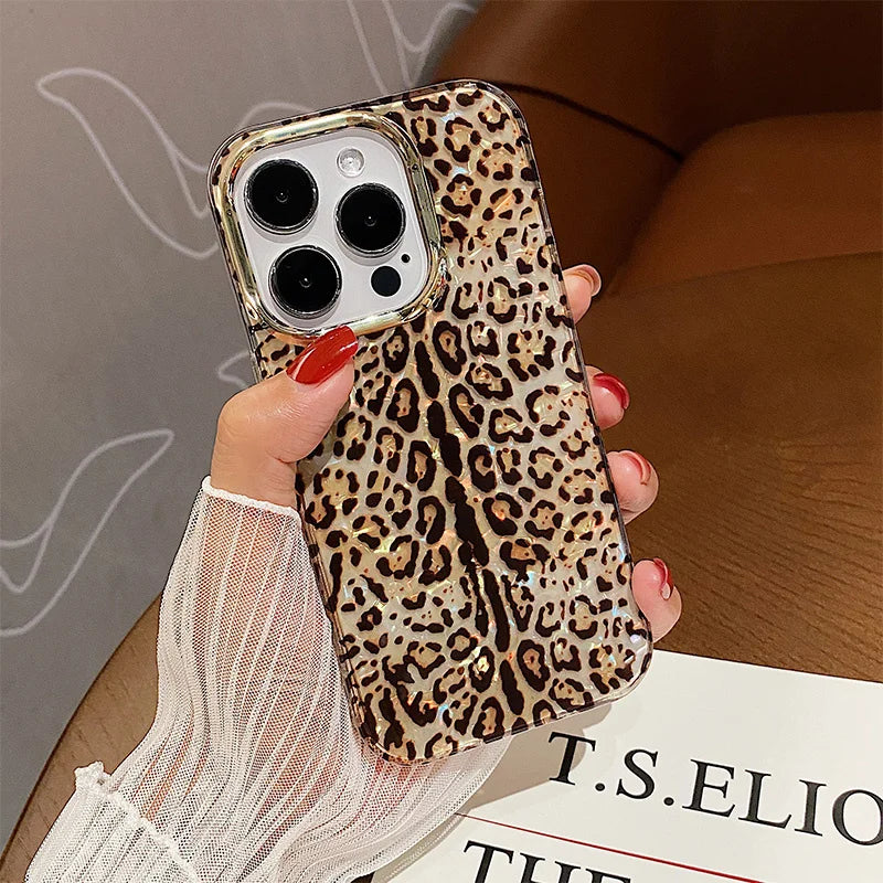 Luxury leopard print glitter Phone case for iphone 11 12 13 13pro 14
