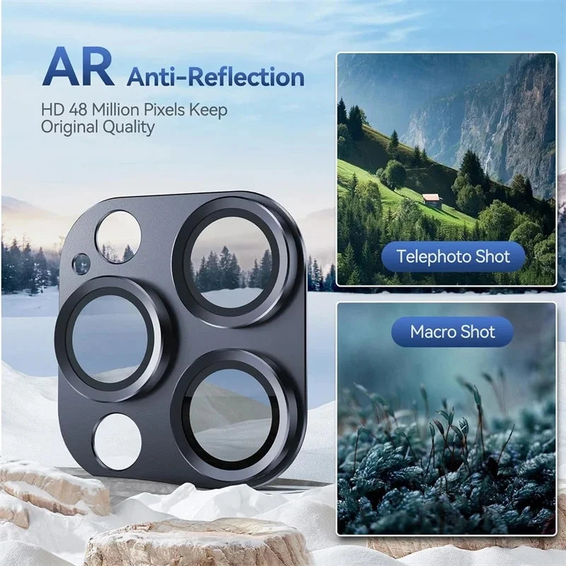 Metal armor Camera Lens Protector Glass For iPhone 14 15 Pro Max Back