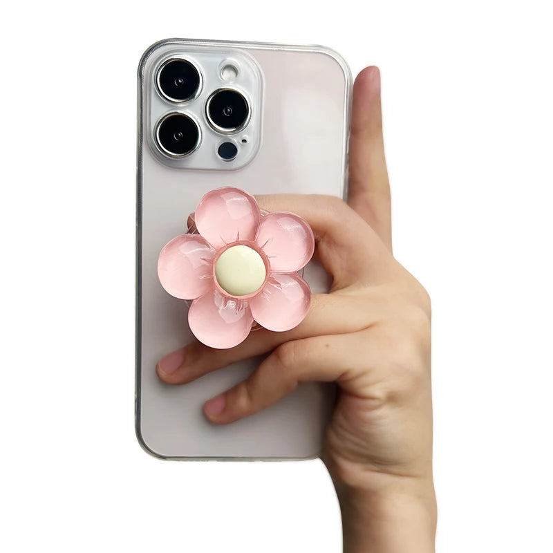 1pc Transparent Resin Candy-Colored Flower Phone Holder Foldable