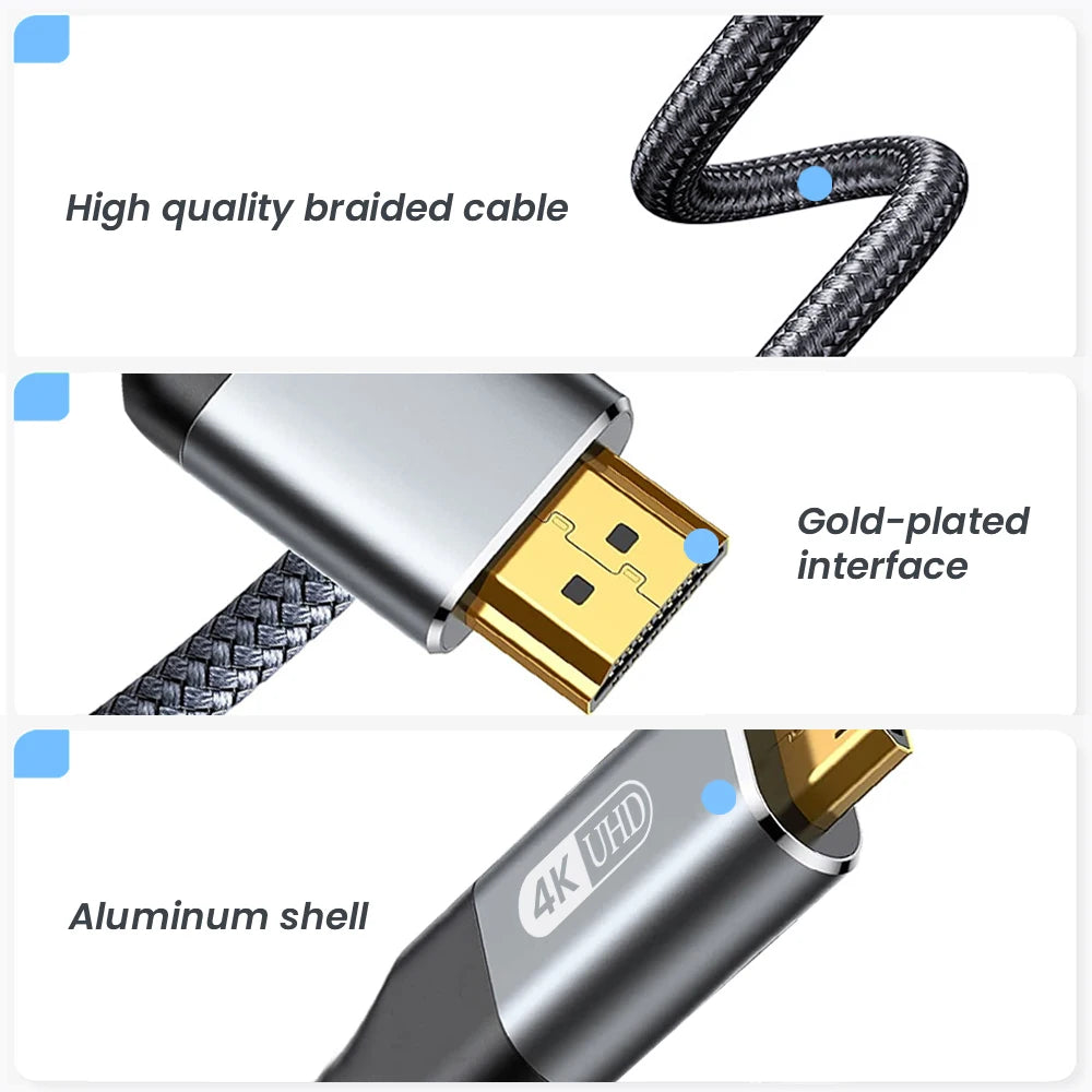 Mini HDMI to HDMI Cable HDMI to Mini HDMI 4K 60Hz High Speed HDMI 2.0