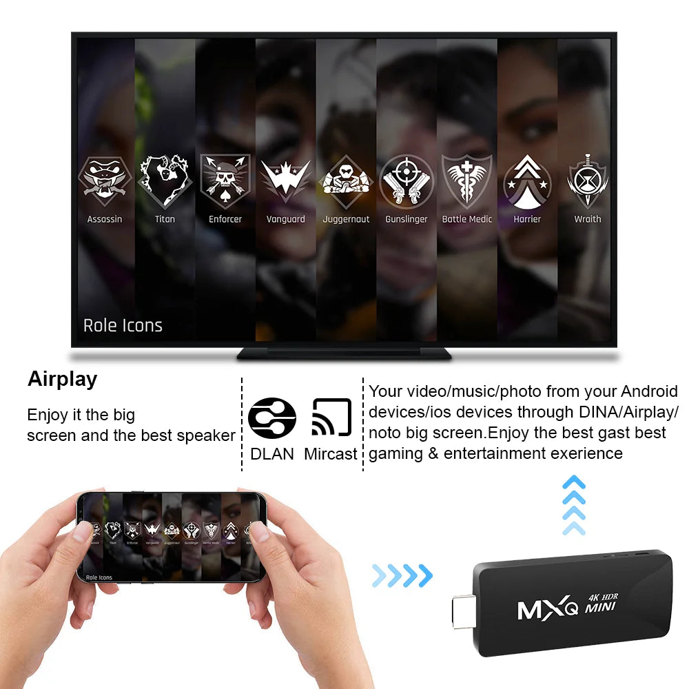 MXQMINI Smart Android Mini TV Stick Android 10 Support 4K 6K HD 2.4G