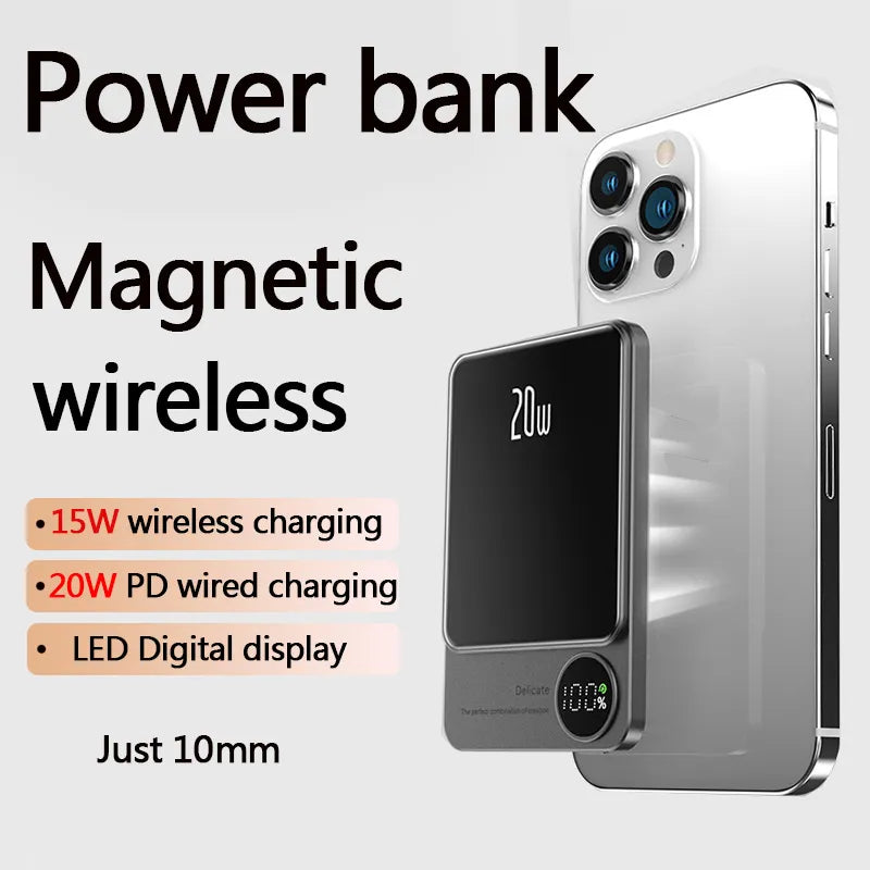 10000mAh Alloy Macsafe Powerbank Magnetic Power Bank Wireless Fast