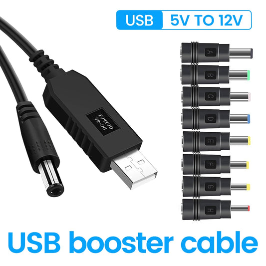 USB to DC Power Cable 5V To 12V Boost Converter 8 Adapters USB to DC