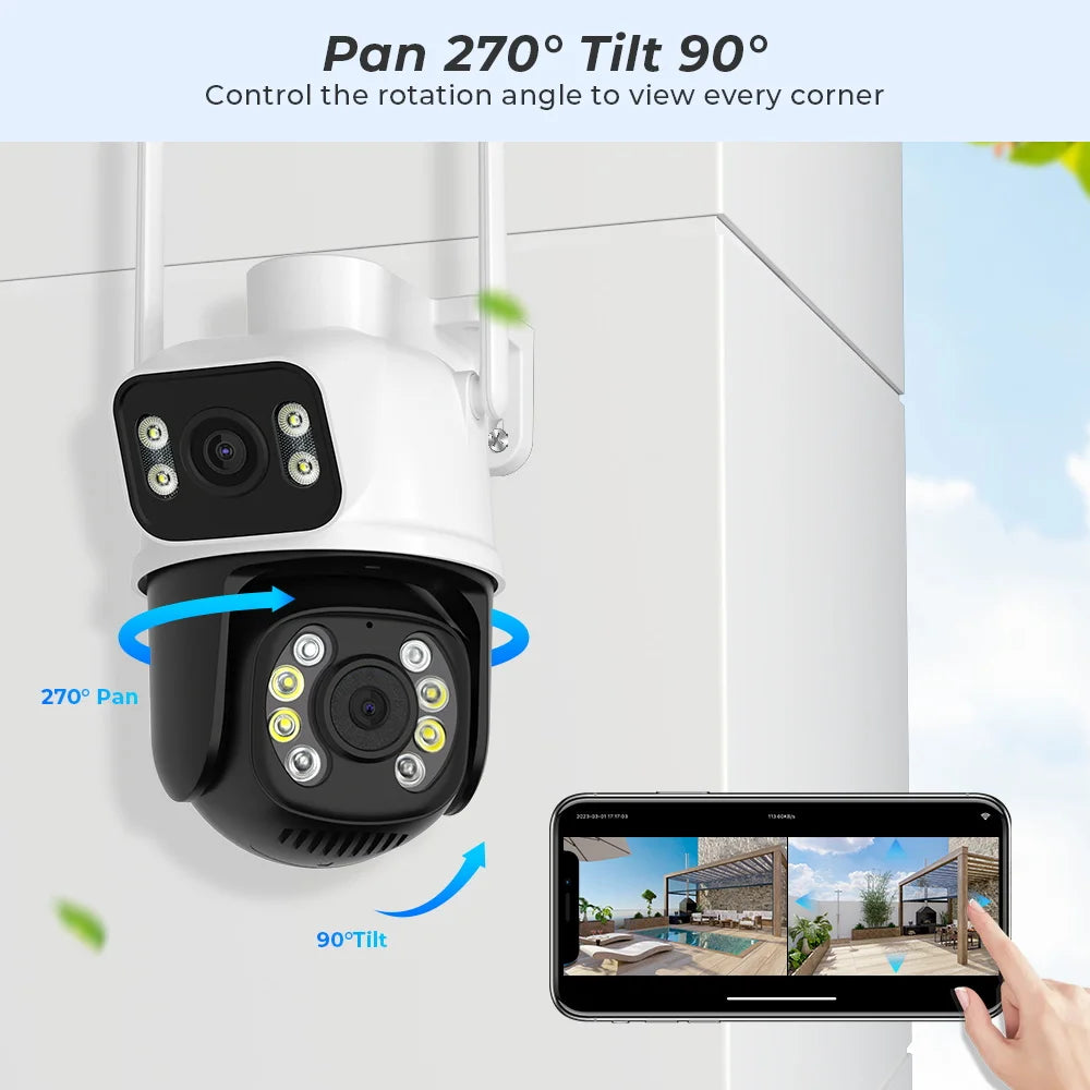 BESDER 8MP PTZ Wifi Camera Outdoor Night Vision Dual Screen Human