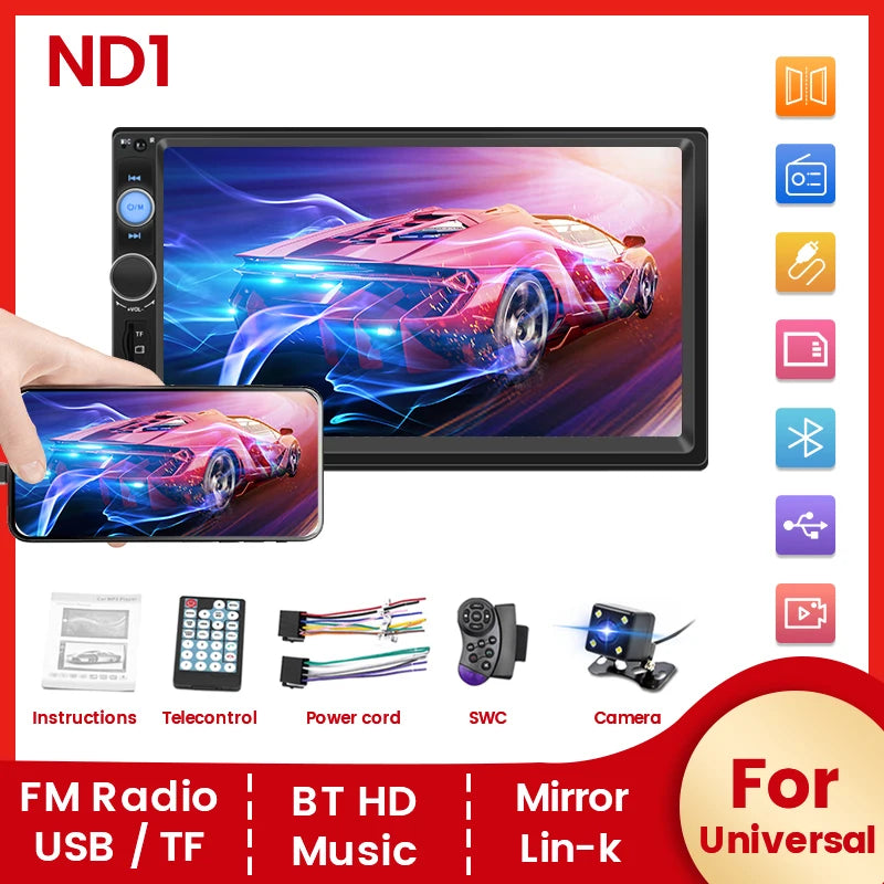 Navifly ND1 2 din Car Radio 7" HD Touch Screen Autoradio Multimedia