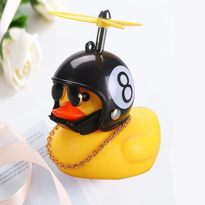 Car Duck With Helmet Broken Wind Pendant Small Yellow Duck Road Bike