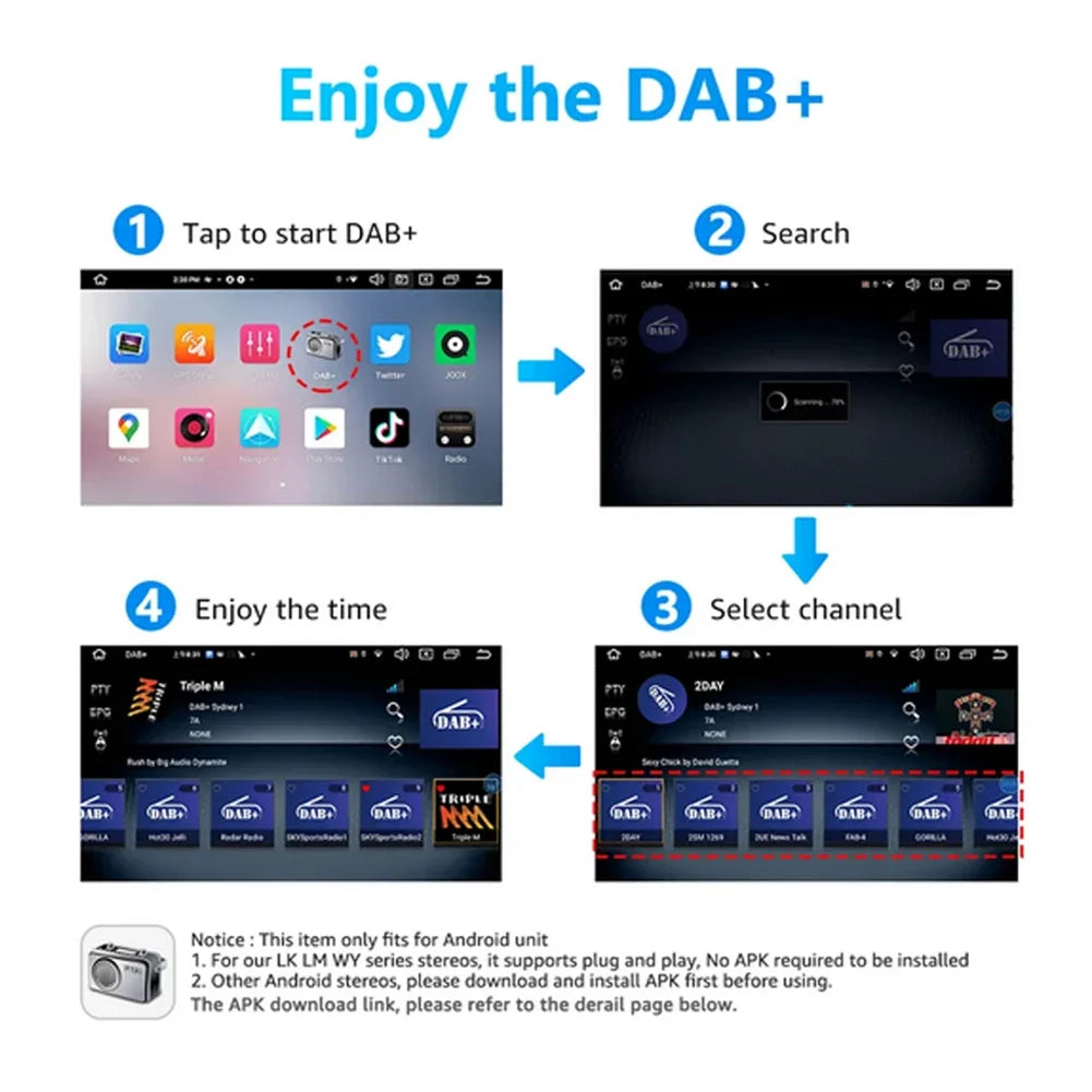 Car DAB+ Digital Radio Box DAB+ Receiver Antenna Aerial USB Interface