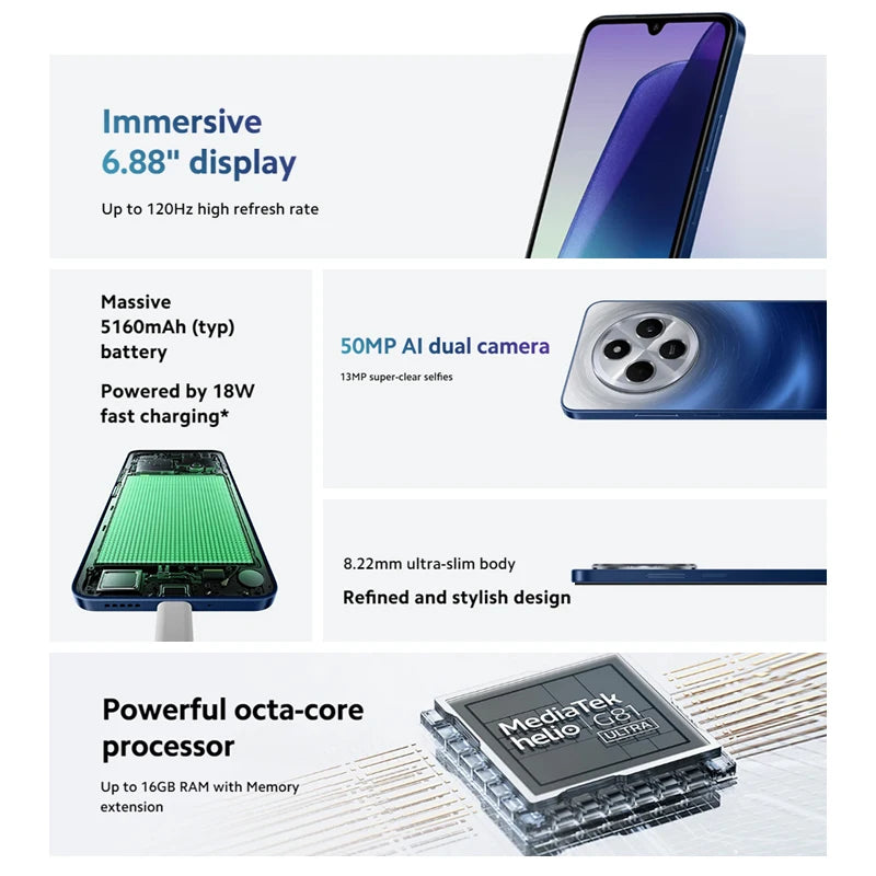 Global Version Xiaomi Redmi 14C Smartphone MediaTek Helio G81-Ultra