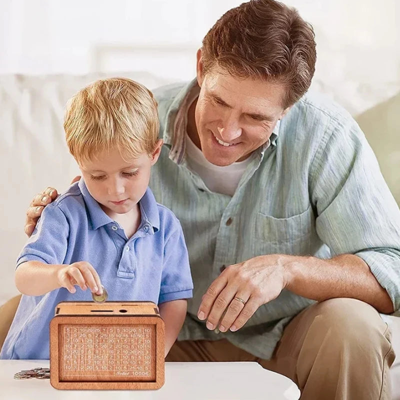 1000/3000/5000/10000 Euro Money Box Wooden Money Box Reusable with