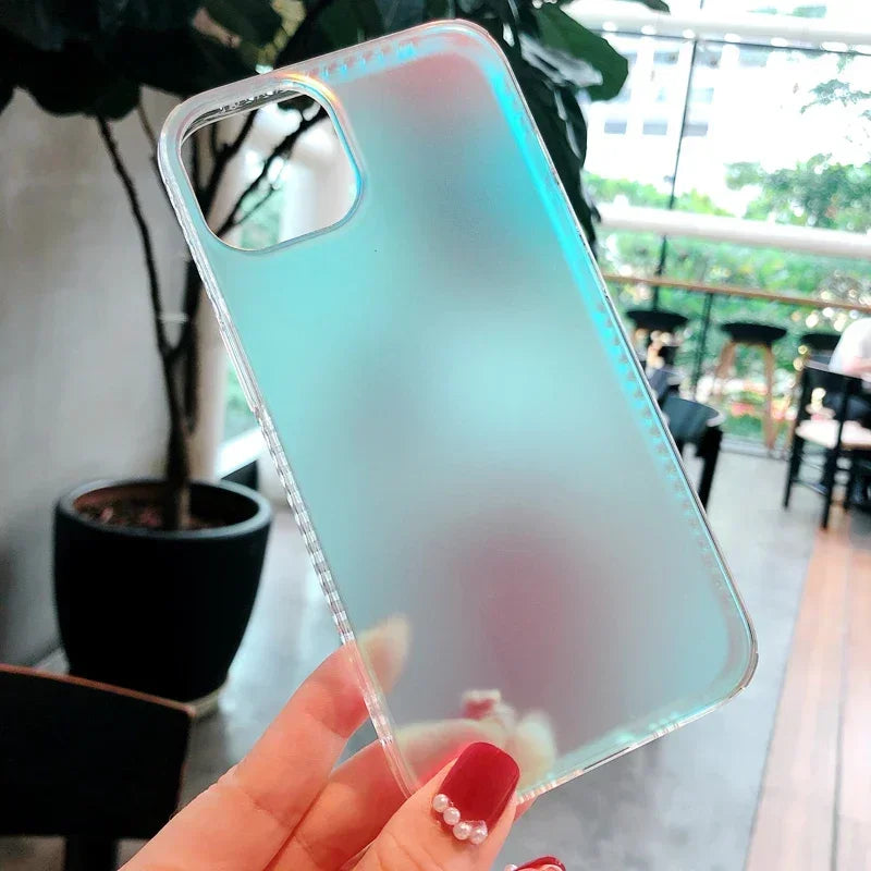 Fashion Matte Aurora Laser Gradient Phone Case For iPhone 16 Pro Max