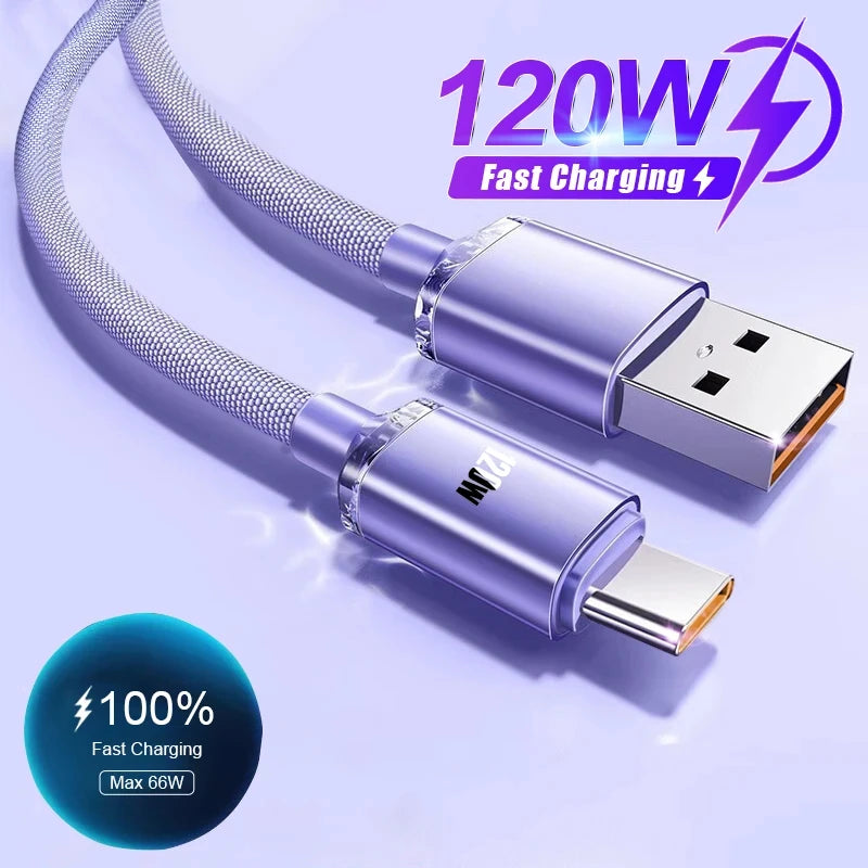 120W 6A USB Type C Cable For Xiaomi 13 Samsung S23 Realme Mobile Phone