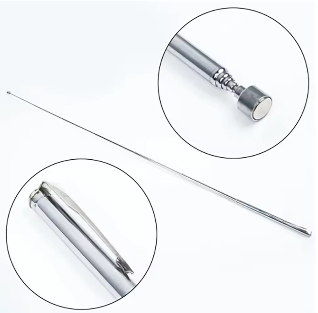 Portable Rotatable Magnetic Pickup Tool, Silver Magnet Suction Rod