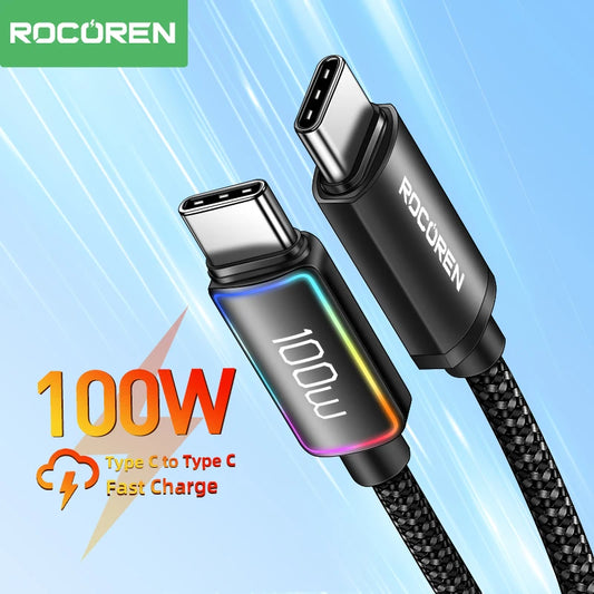 Rocoren 100W USB C to Type C Fast Charging Charger Cable 5A USB-C Cord