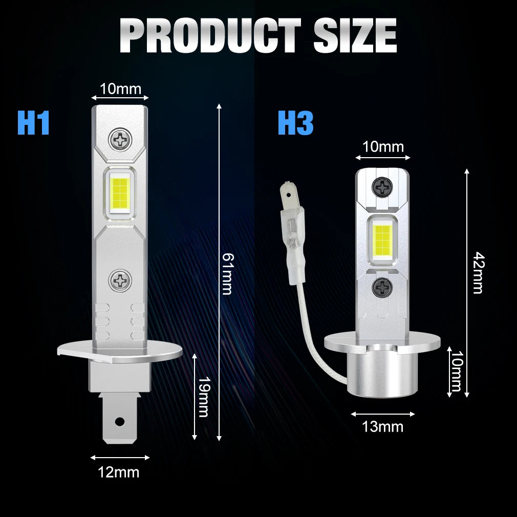 H1 H3 H7 LED Headlight Bulb Mini 60W 20000LM CSP for Car Headlamp Fan