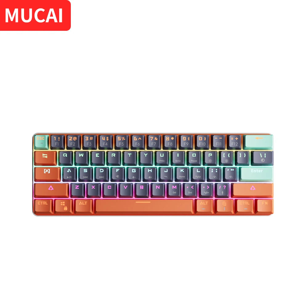 MUCAI 61 Key USB Wired Mechanical Keyboard LED Backlit Axis Gaming