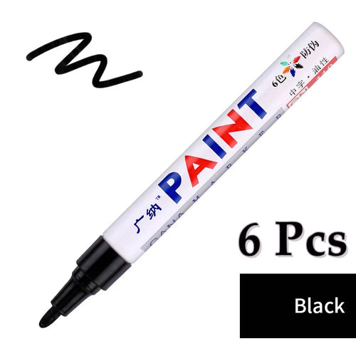 6 Pcs Colorful Permanent Paint Marker Waterproof White Markers tire