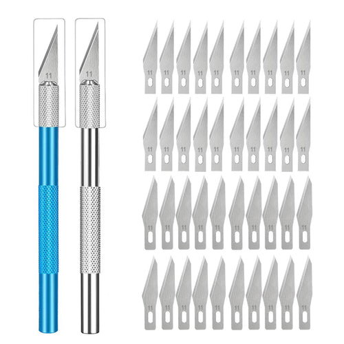 Engraving Non-Slip Metal Knife Kit + 40/10pcs #11 Blades Cutter Craft