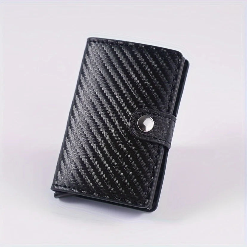 PU Leather Fiber Card Holder Wallet, RFID, Anti-Theft Brush, Pop-up,
