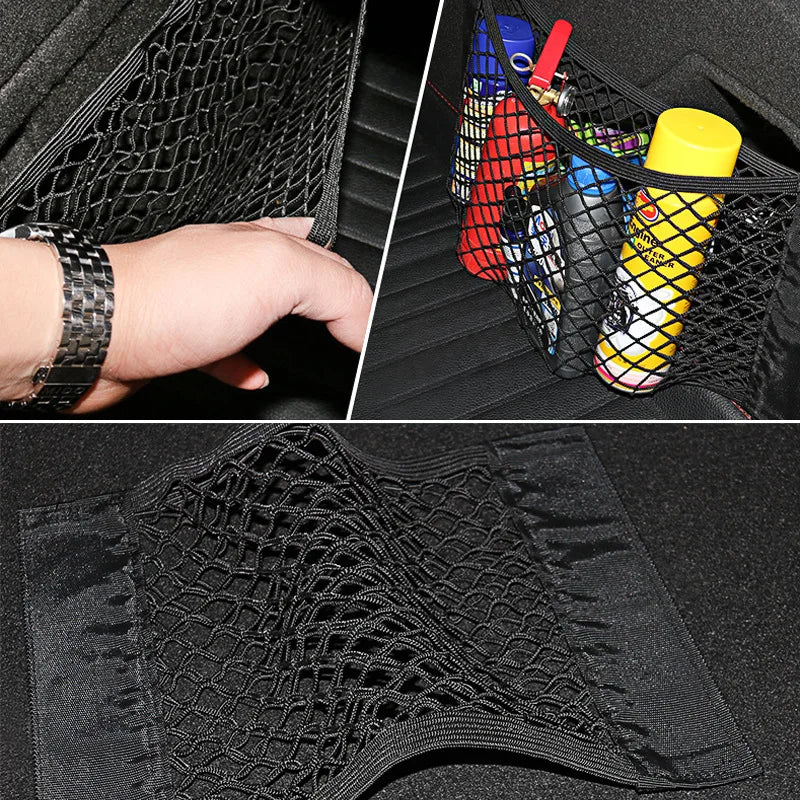 Universal Car Storage Bag Double Mesh Trunk Storage Net, Car Built-in