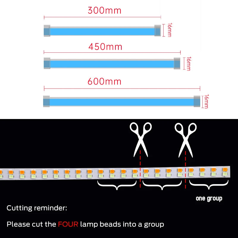 2pcs LED DRL Car Daytime Running Light Flexible Waterproof Strip Auto