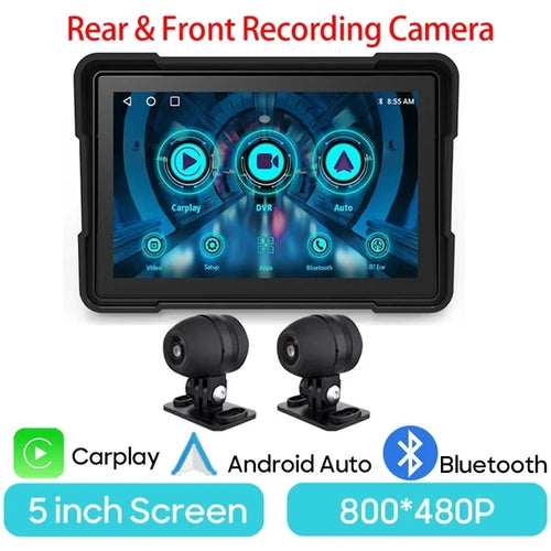 FOR Motorcycle Carplay Waterproof 1080P 5 Inch WiFi Wireless