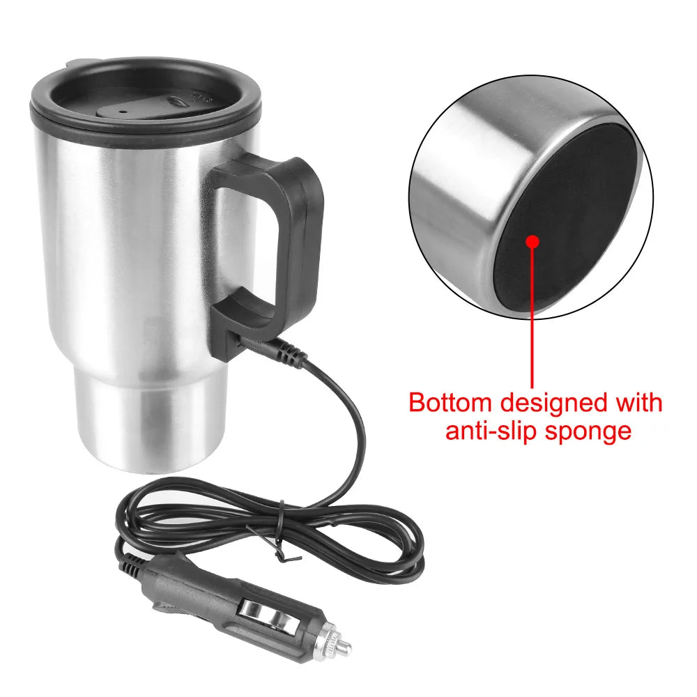 12V 450ml Electric Heating Car Kettle Water Coffee Milk Thermal Mug
